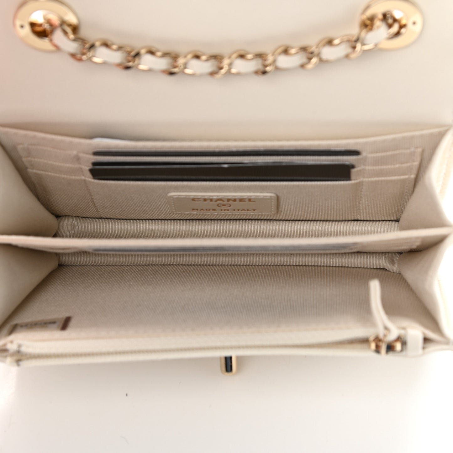 Lambskin Quilted Mini Trendy CC Wallet On Chain WOC White
