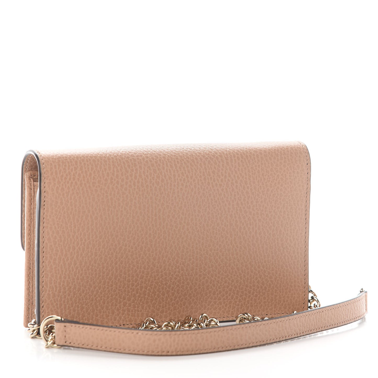Dollar Calfskin Interlocking G Chain Wallet Camelia