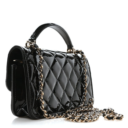 Chanel Patent Calfskin Quilted Flap Phone Holder With Chain Black 3 of 12