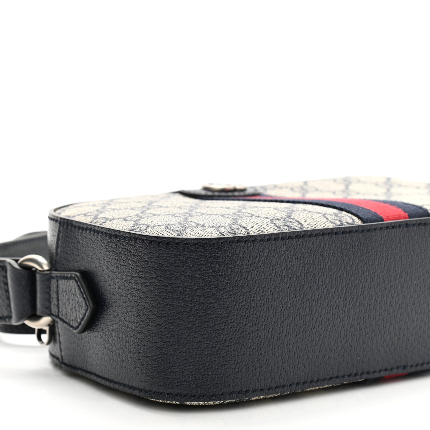 GG Supreme Monogram Textured Dollar Calfskin Web Small Ophidia Camera Bag Beige Blue