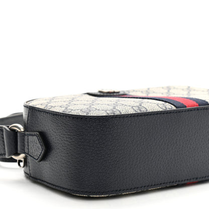 Gucci GG Supreme Monogram Textured Dollar Calfskin Web Small Ophidia Camera Bag Beige Blue 9 of 10