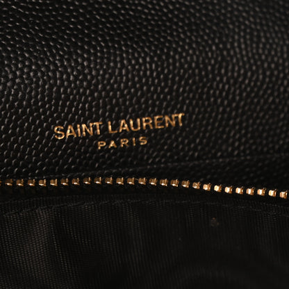 Saint Laurent Grain De Poudre Matelasse Chevron Monogram Chain Wallet Black 11 of 12