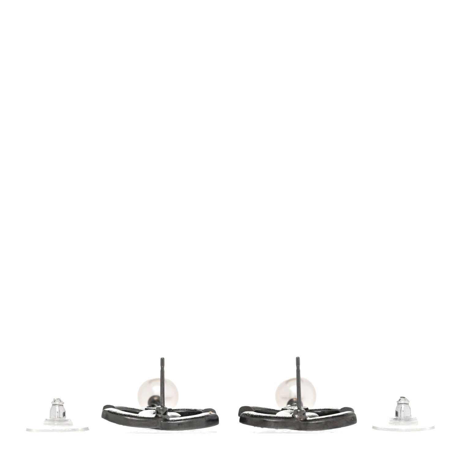 Chanel Ruthenium Crystal Pearl CC Drop Earrings 3 of 4