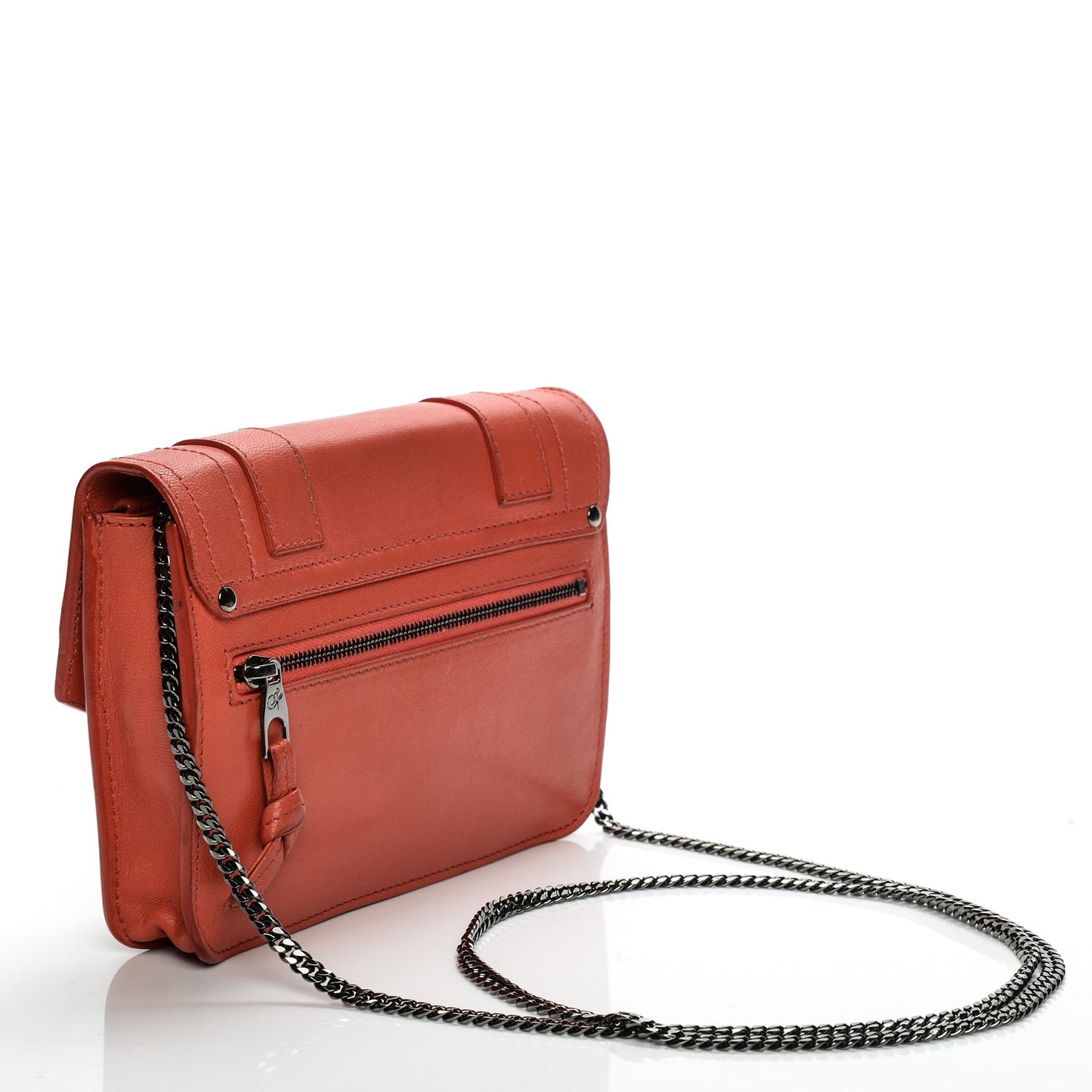 Lambskin PS1 Large Chain Wallet Deep Coral