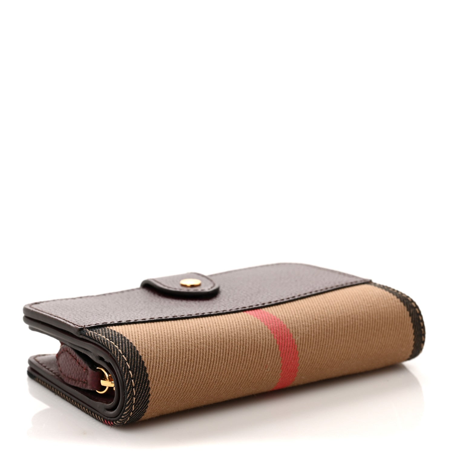Burberry Calfskin House Check Compact Wallet Burgundy 4 of 9