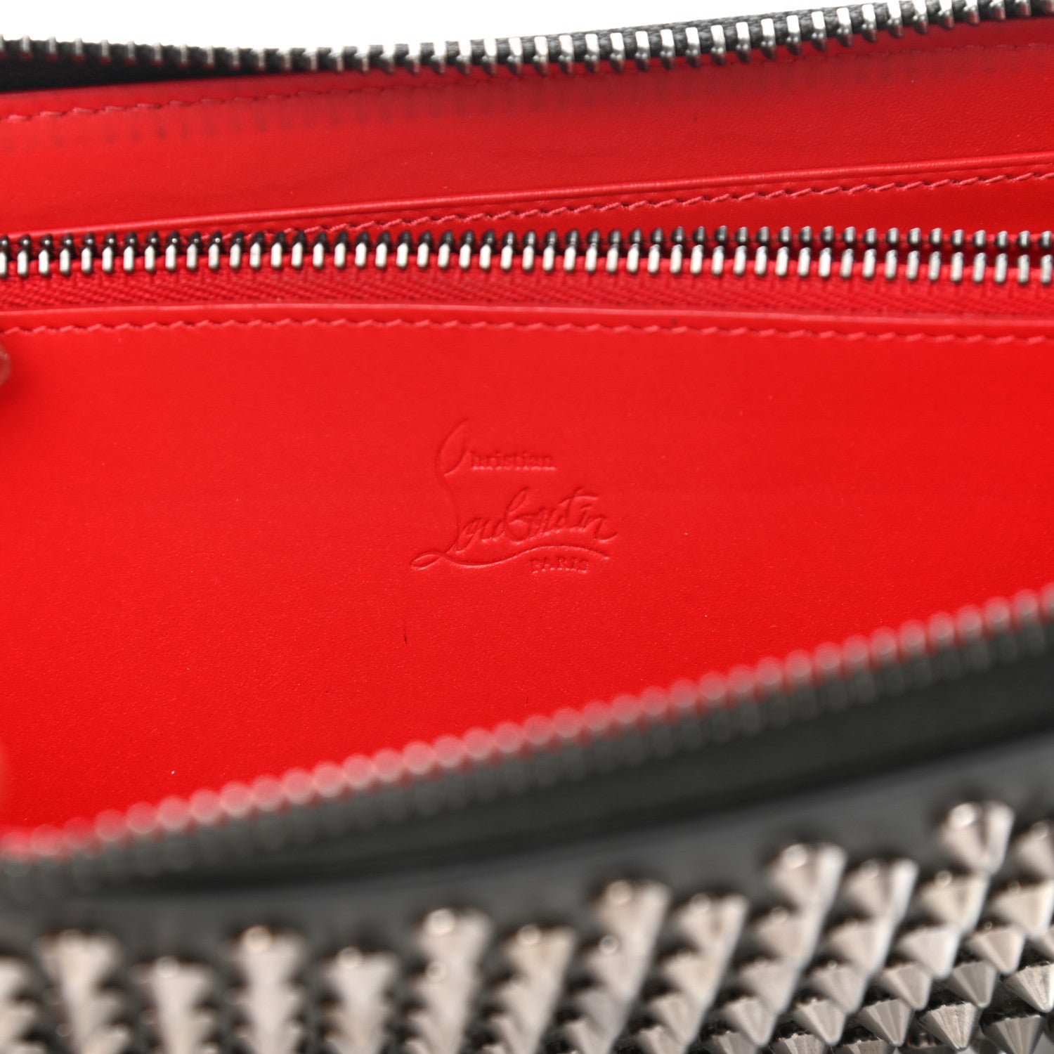 Christian Louboutin Calfskin Panettone Spiked Zip Around Wallet Black 6 of 8