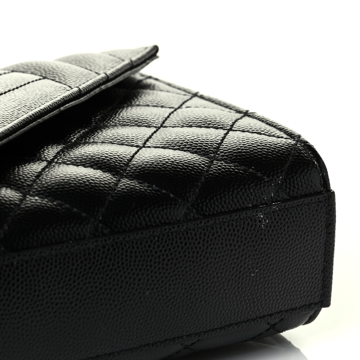 Grain De Poudre Textured Mixed Matelasse Triquilt Small Monogram Satchel Black