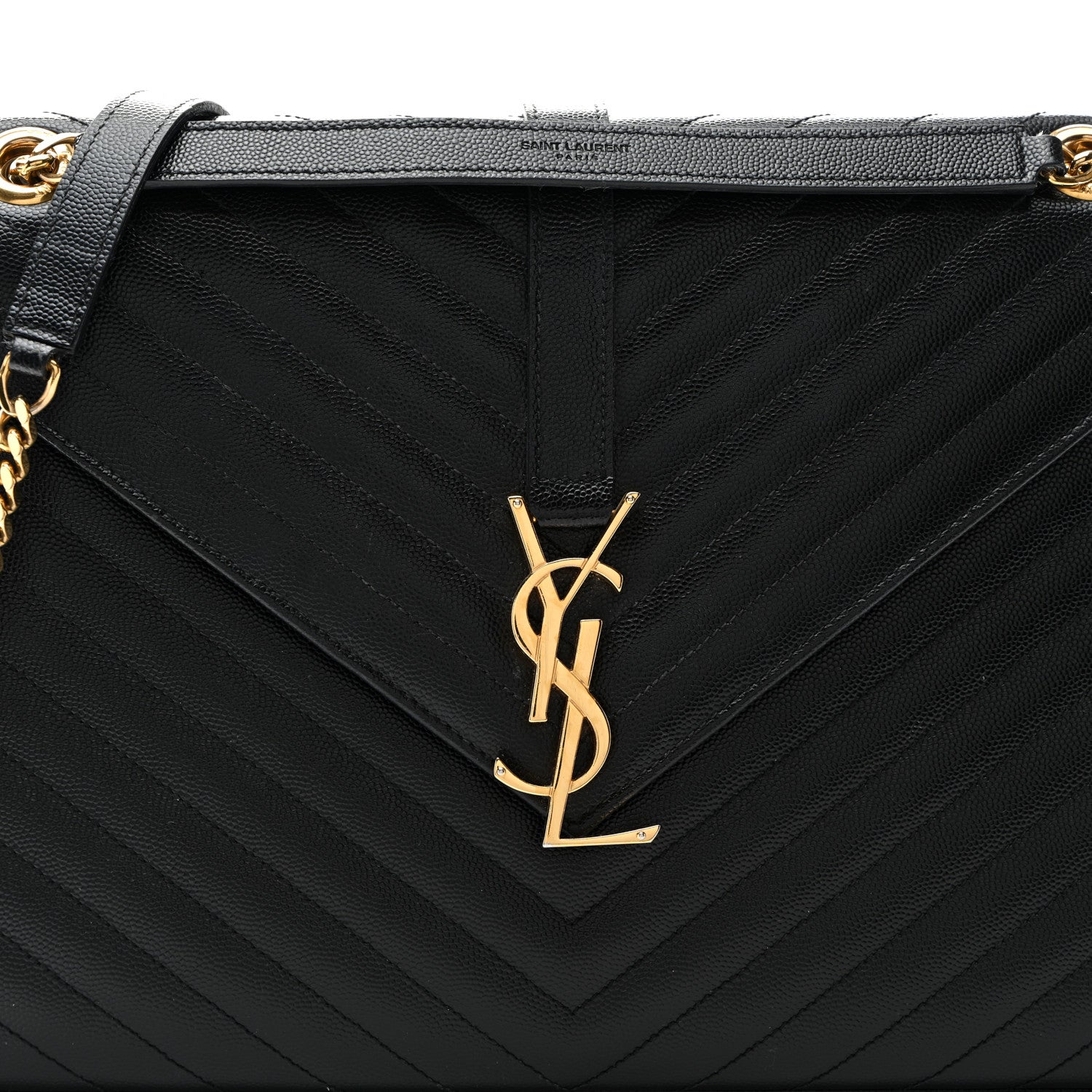 Saint Laurent Grain De Poudre Matelasse Chevron Large Monogram Satchel Black 7 of 9