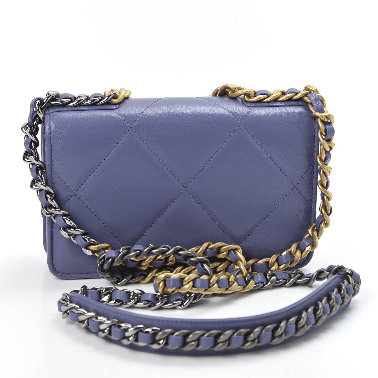 Goatskin Quilted 19 Wallet On Chain WOC Purple