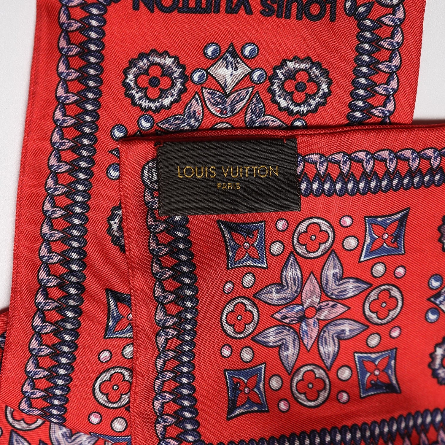 Louis Vuitton Silk Monogram Giant Lvrtual Flowers Bandeau Red 3 of 5