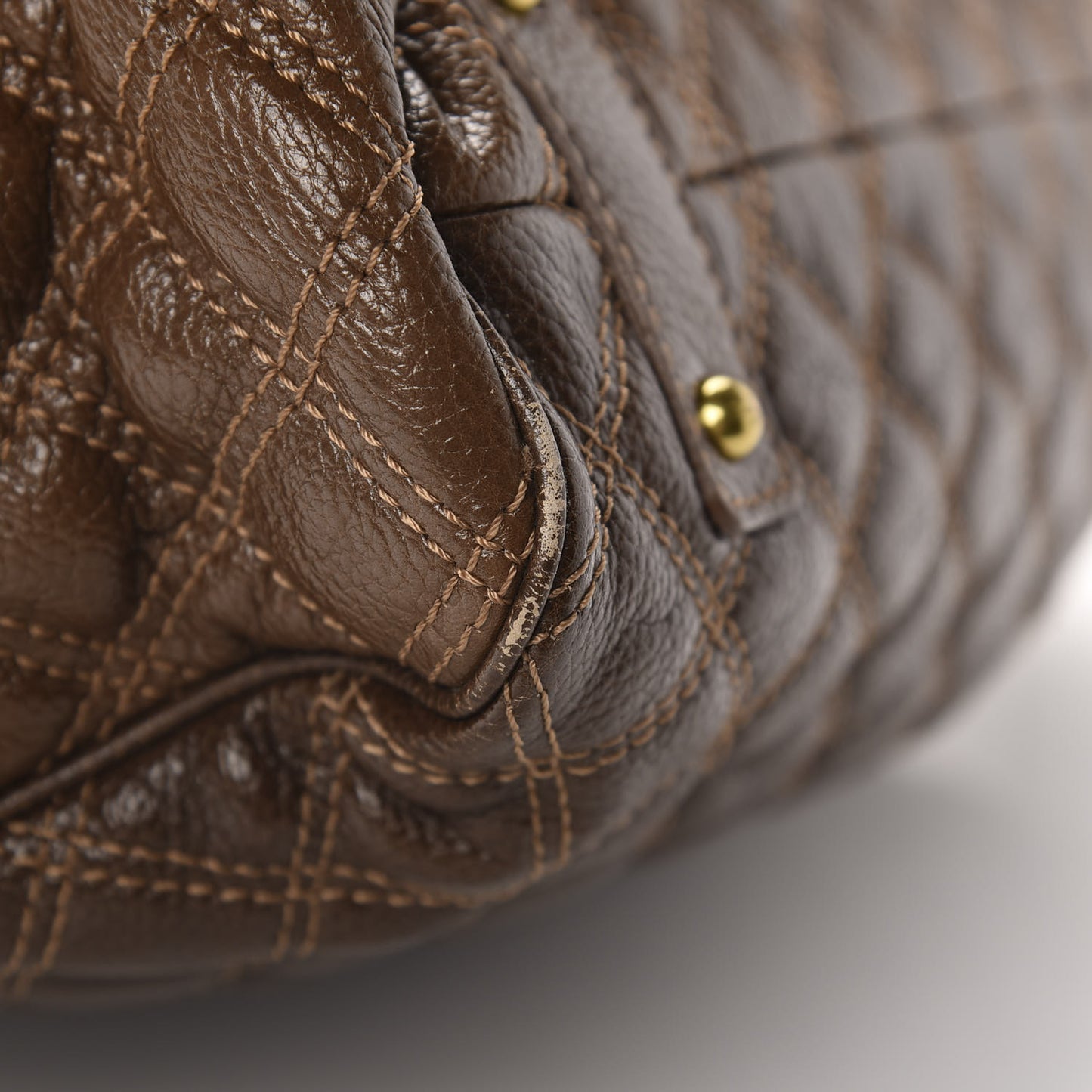Calfskin Quilted Stam Brown