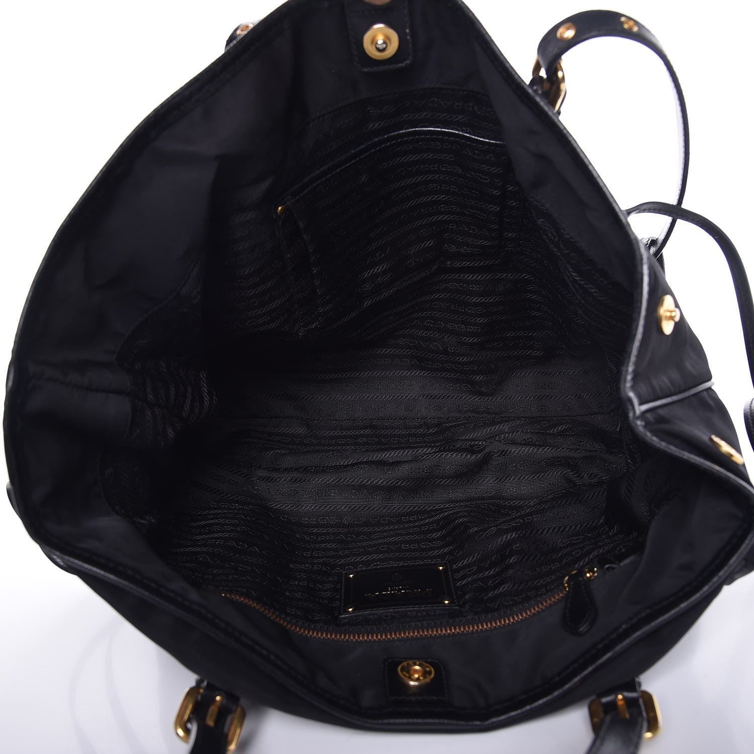 Prada Tessuto Nylon Jacquard Logo Tote Black 5 of 9