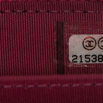 Chanel Metallic Patent Quilted Zip Around Boy Coin Purse Wallet Fuchsia 6 of 7