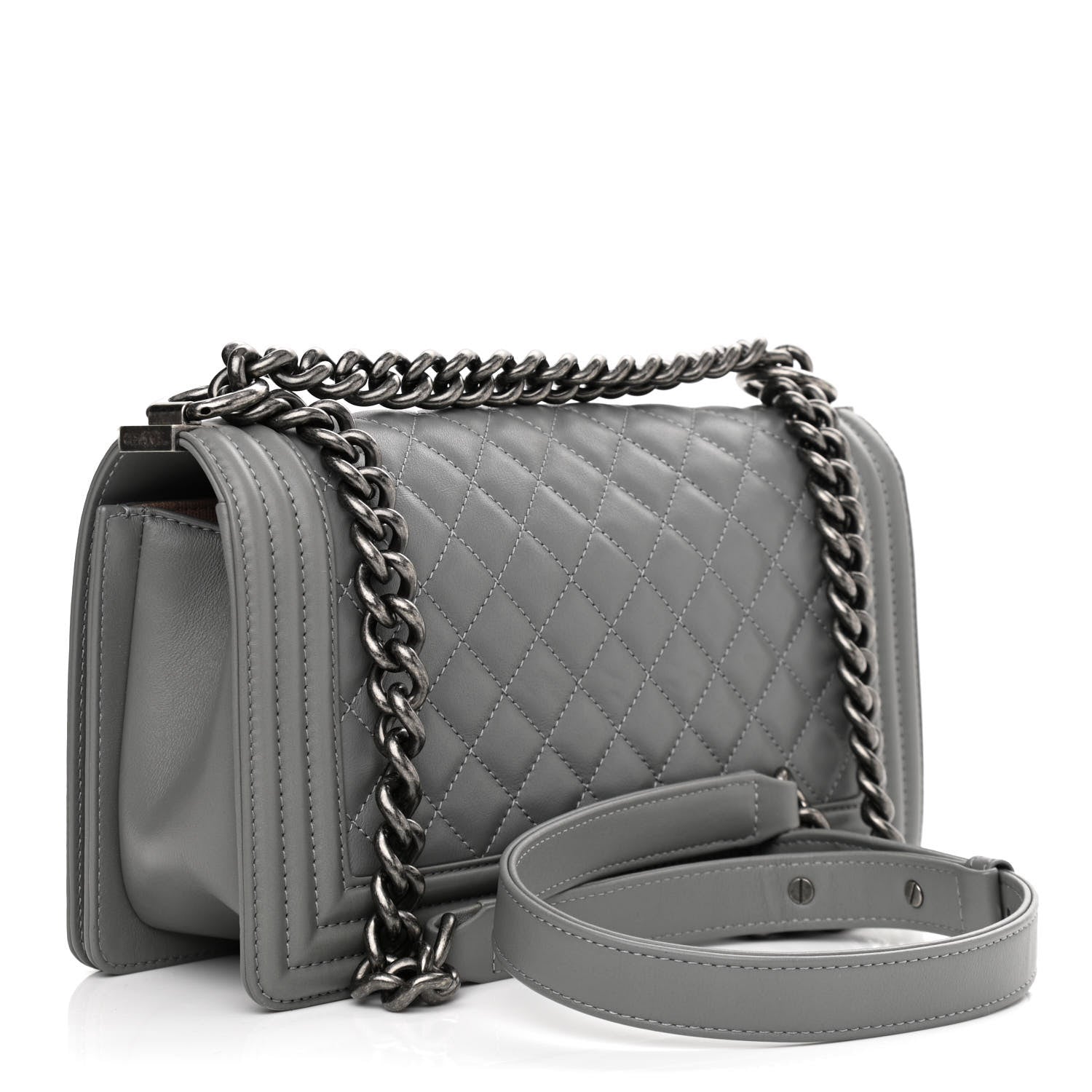 Chanel Calfskin Quilted Medium Boy Flap Grey 3 of 10
