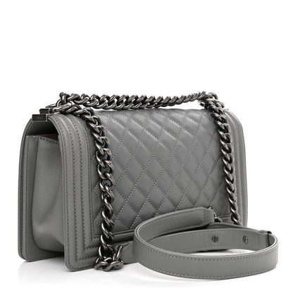 Chanel Calfskin Quilted Medium Boy Flap Grey 3 of 10