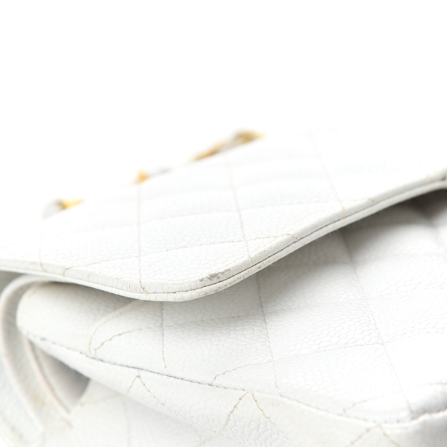 Chanel Caviar Quilted Medium Double Flap White 11 of 18