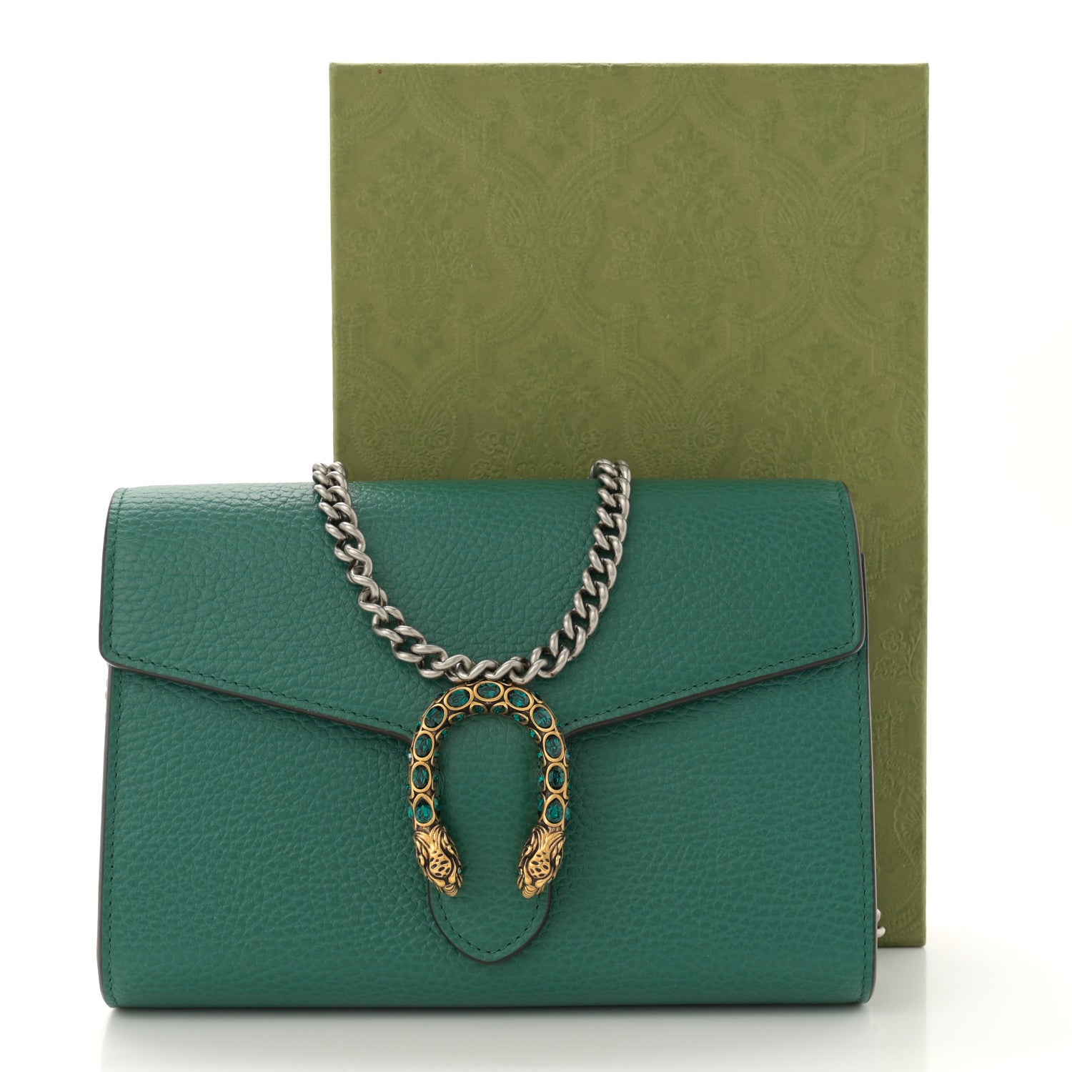 Gucci Calfskin Mini Dionysus Chain Wallet Emerald 13 of 13