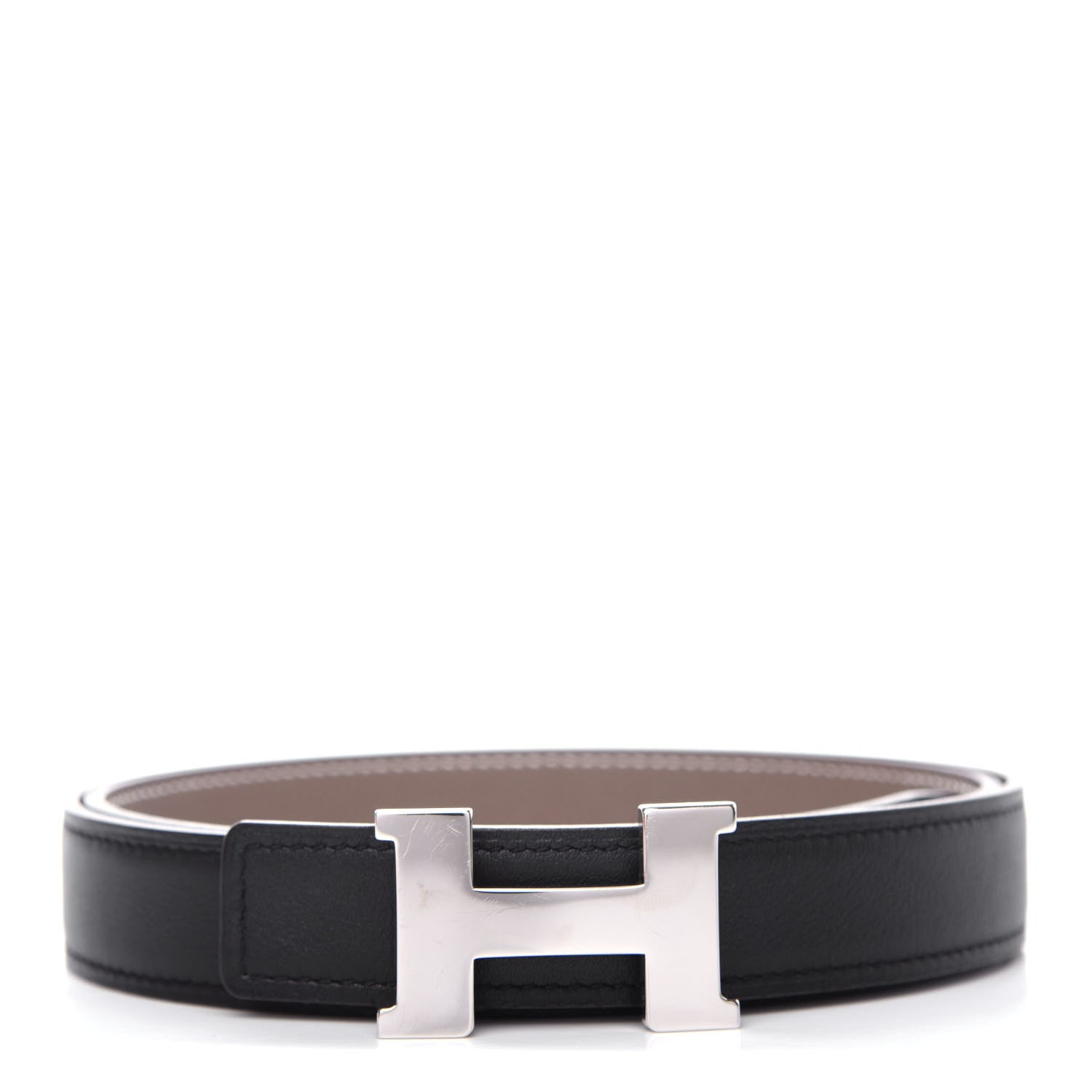 Hermes Swift Epsom 24mm Mini Constance H Belt 85 Black Etoupe 1 of 6