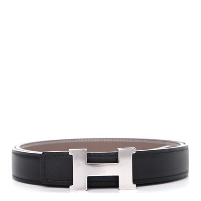 Hermes Swift Epsom 24mm Mini Constance H Belt 85 Black Etoupe 1 of 6
