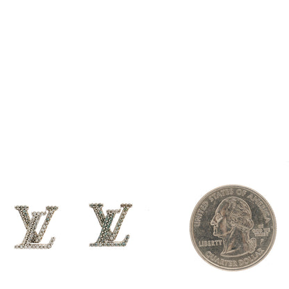 Louis Vuitton Palladium Crystal LV Iconic Earrings 2 of 5