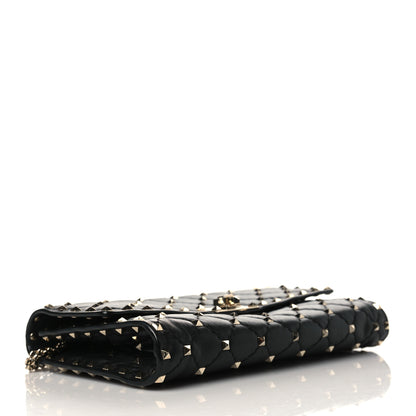Valentino Garavani Lambskin Rockstud Spike Wallet on Chain Black 4 of 9