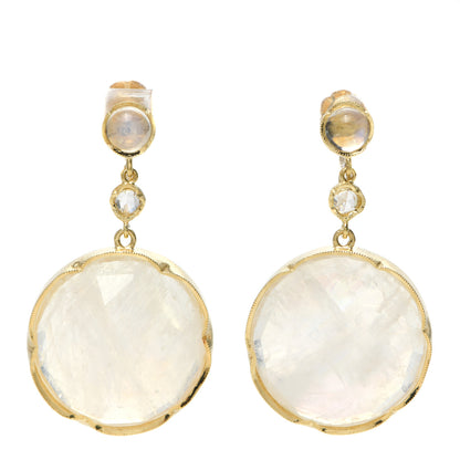 Irene Neuwirth 18K Yellow Gold Diamond Moonstone Screw-Back Drop Earrings 1 of 4