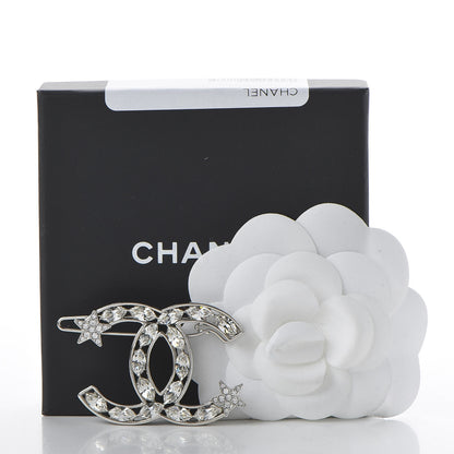 Chanel Crystal Starfall CC Hair Clip Silver 5 of 5