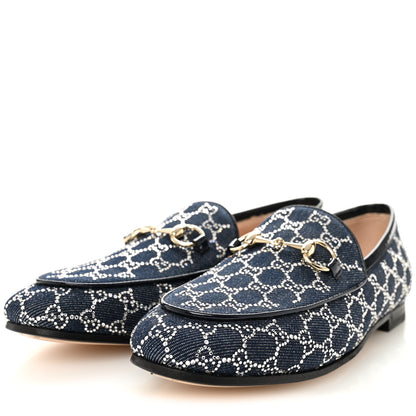 Gucci Denim Crystal GG Monogram Horsebit Womens Jordaan Loafers 36.5 Deep Blue Blue Milad 4 of 10
