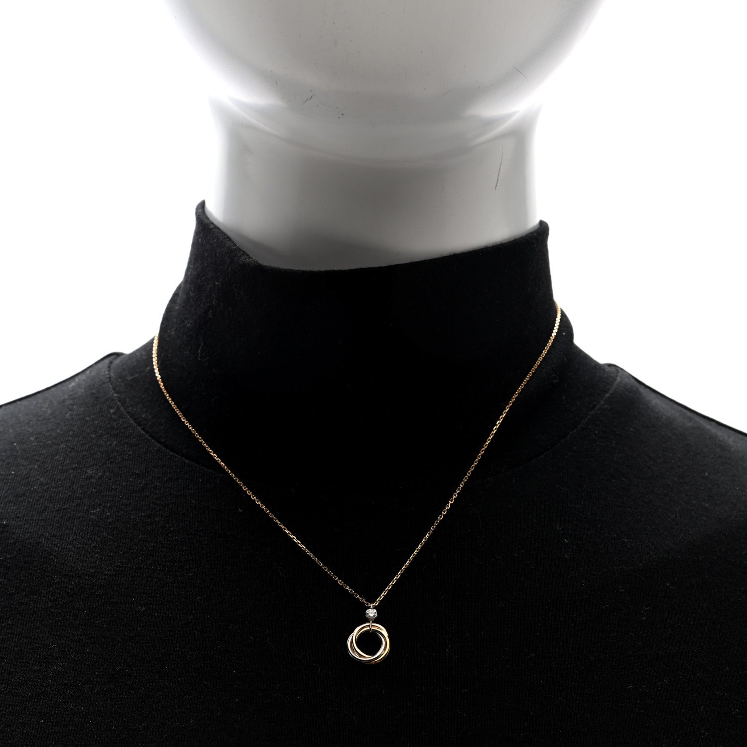 Cartier 18K Pink Yellow White Gold Diamond Trinity Pendant Necklace 2 of 4