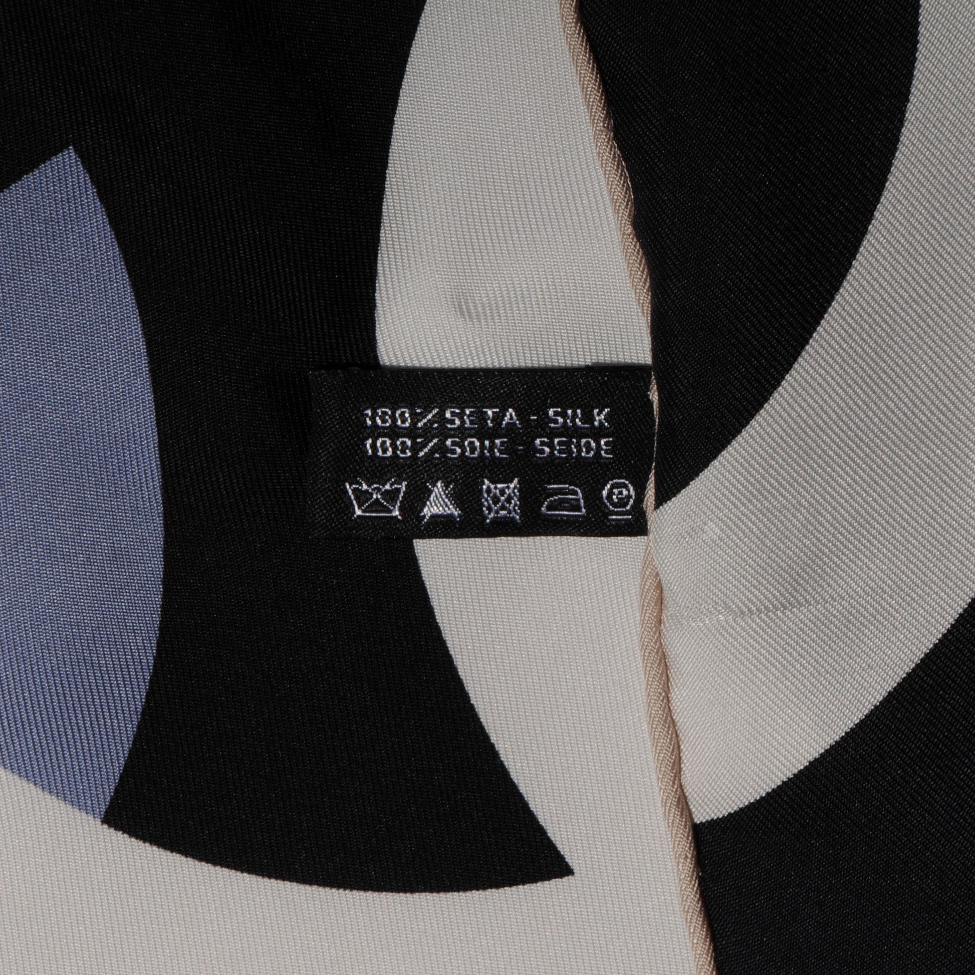 Chanel Silk CC Logo Scarf Black Blue 5 of 5