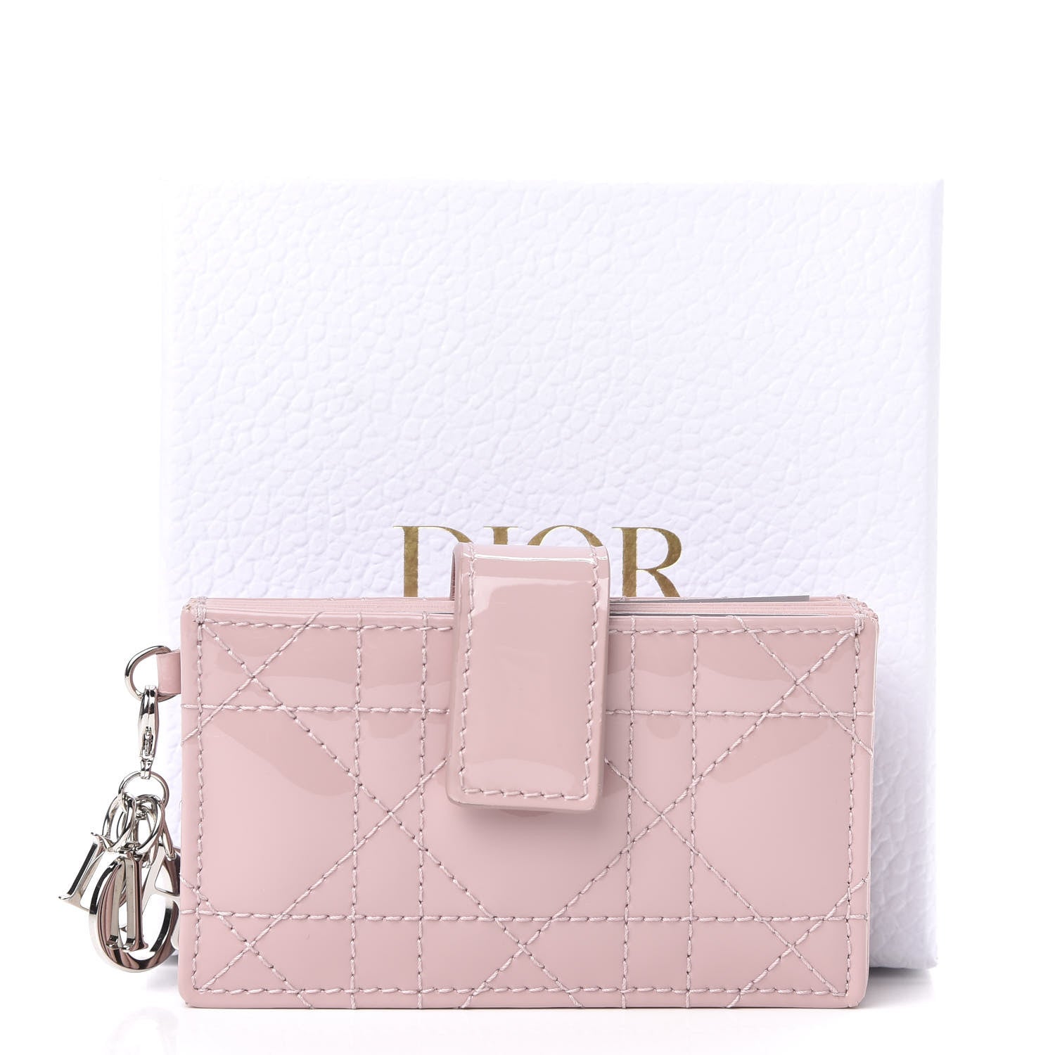 Christian Dior Patent Cannage Lady Dior 5-Gusset Card Holder Pink 7 of 7