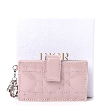 Christian Dior Patent Cannage Lady Dior 5-Gusset Card Holder Pink 7 of 7