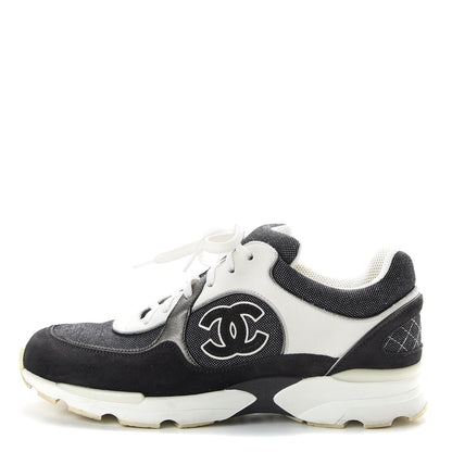 Chanel Denim Suede Calfskin CC Sneakers 40 Grey 1 of 9