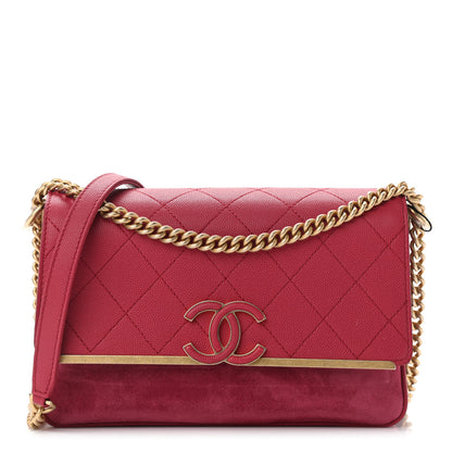 Chanel Grained Calfskin Stitched Small Enamel CC Flap Bag Pink 1 of 9