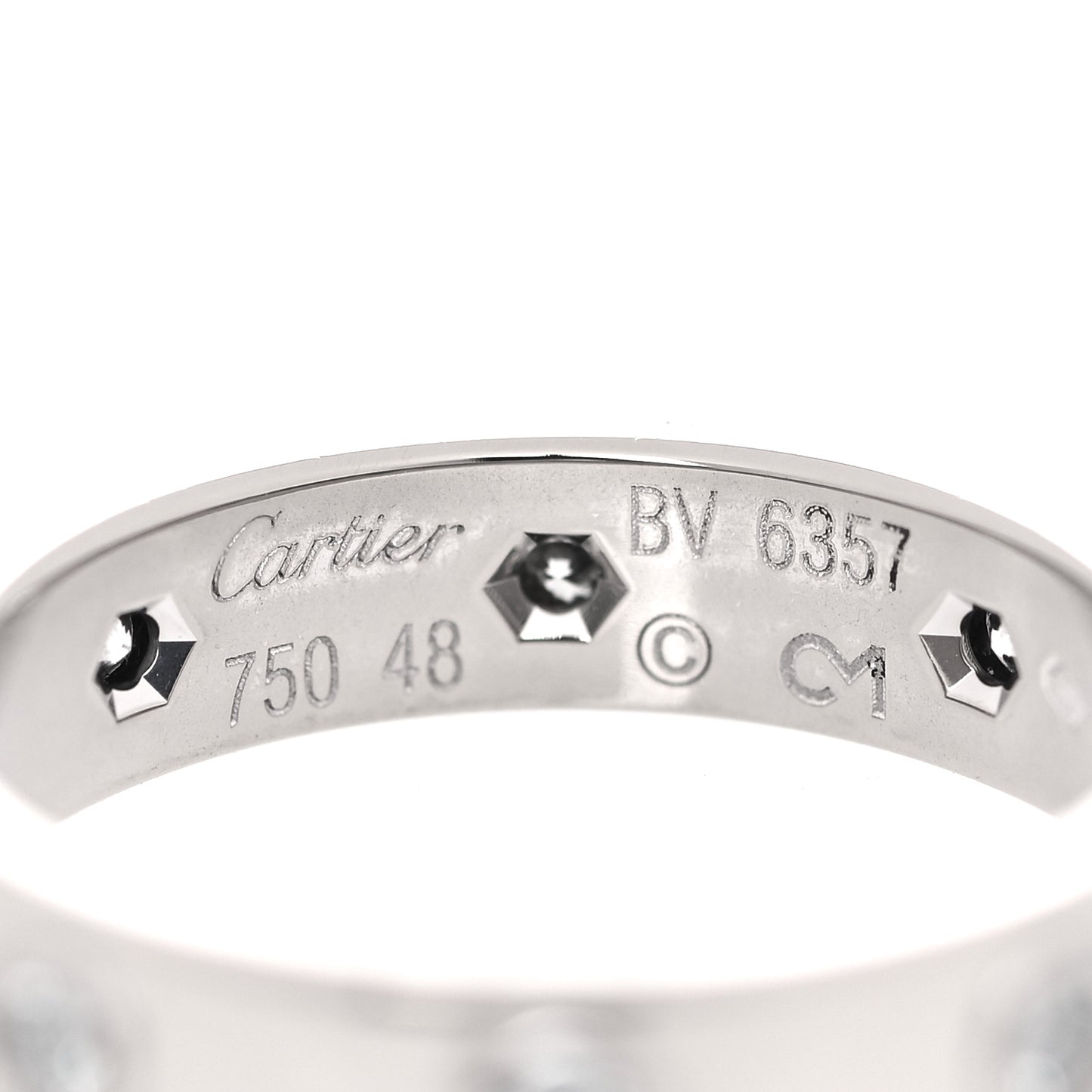 18K White Gold 8 Diamond 4mm LOVE Wedding Band Ring 48 4.5
