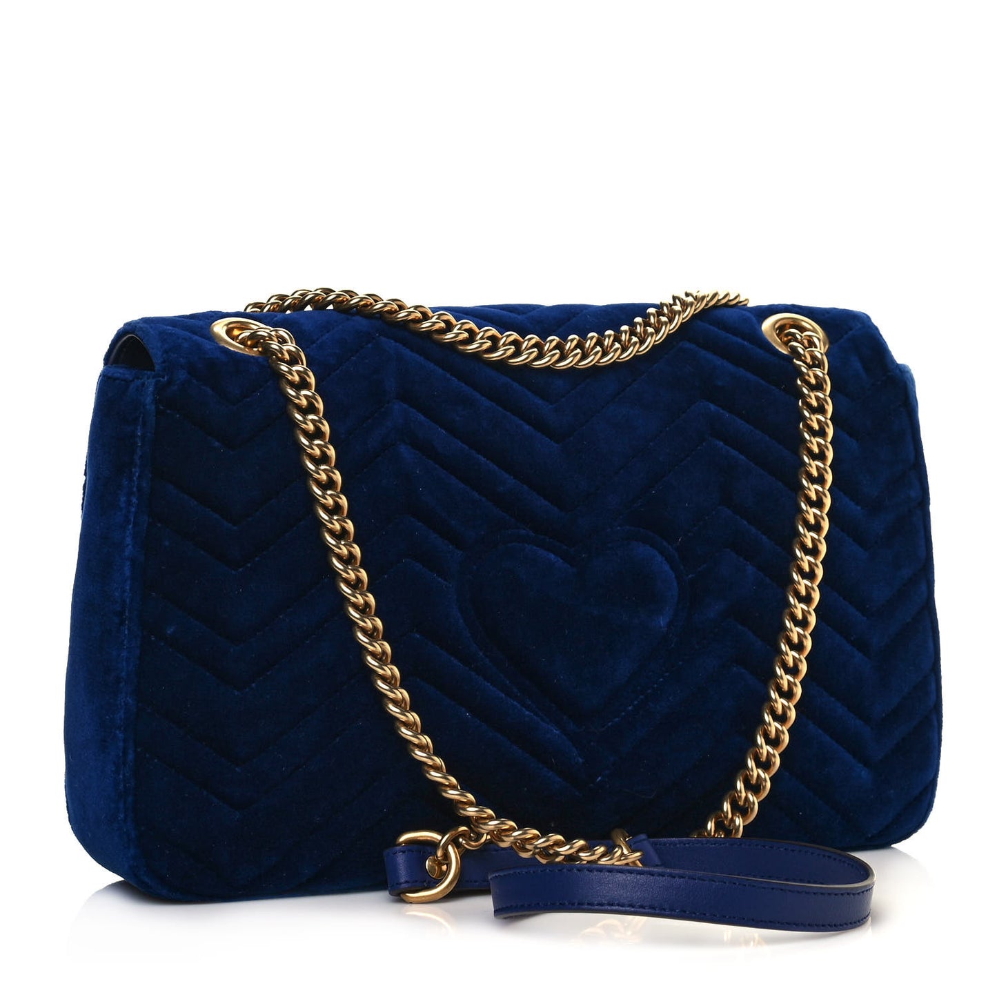 Velvet Matelasse Medium GG Marmont Shoulder Bag Cobalt Blue