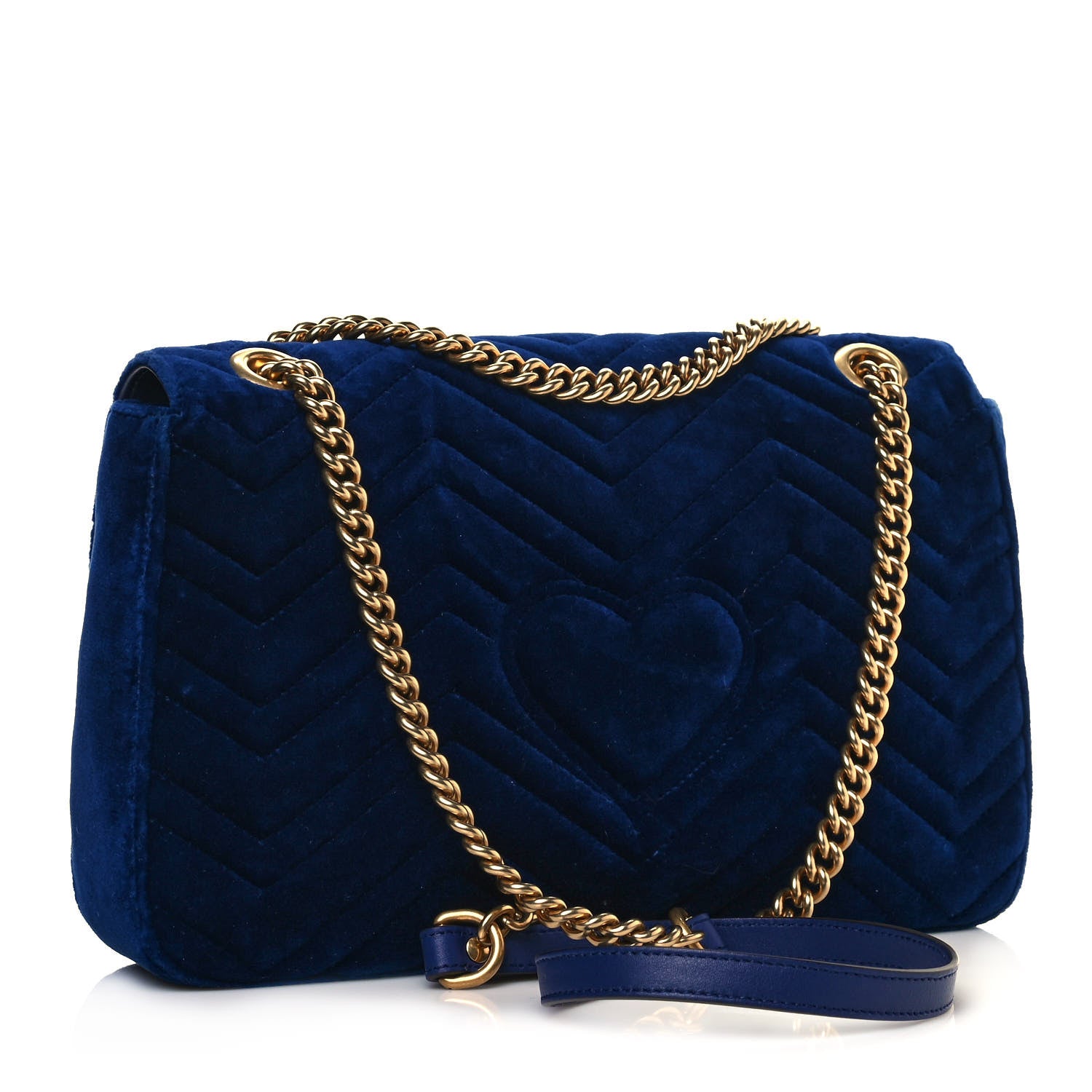 Gucci Velvet Matelasse Medium GG Marmont Shoulder Bag Cobalt Blue 3 of 12