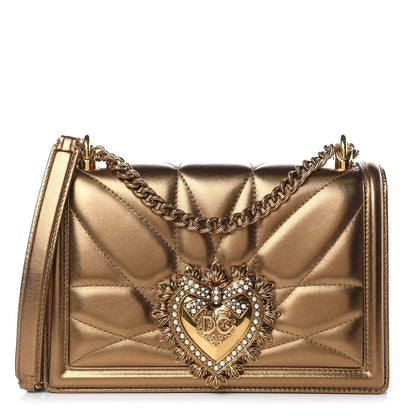 Dolce & Gabbana Metallic Calfskin Medium Devotion Crossbody Bag Gold 1 of 12