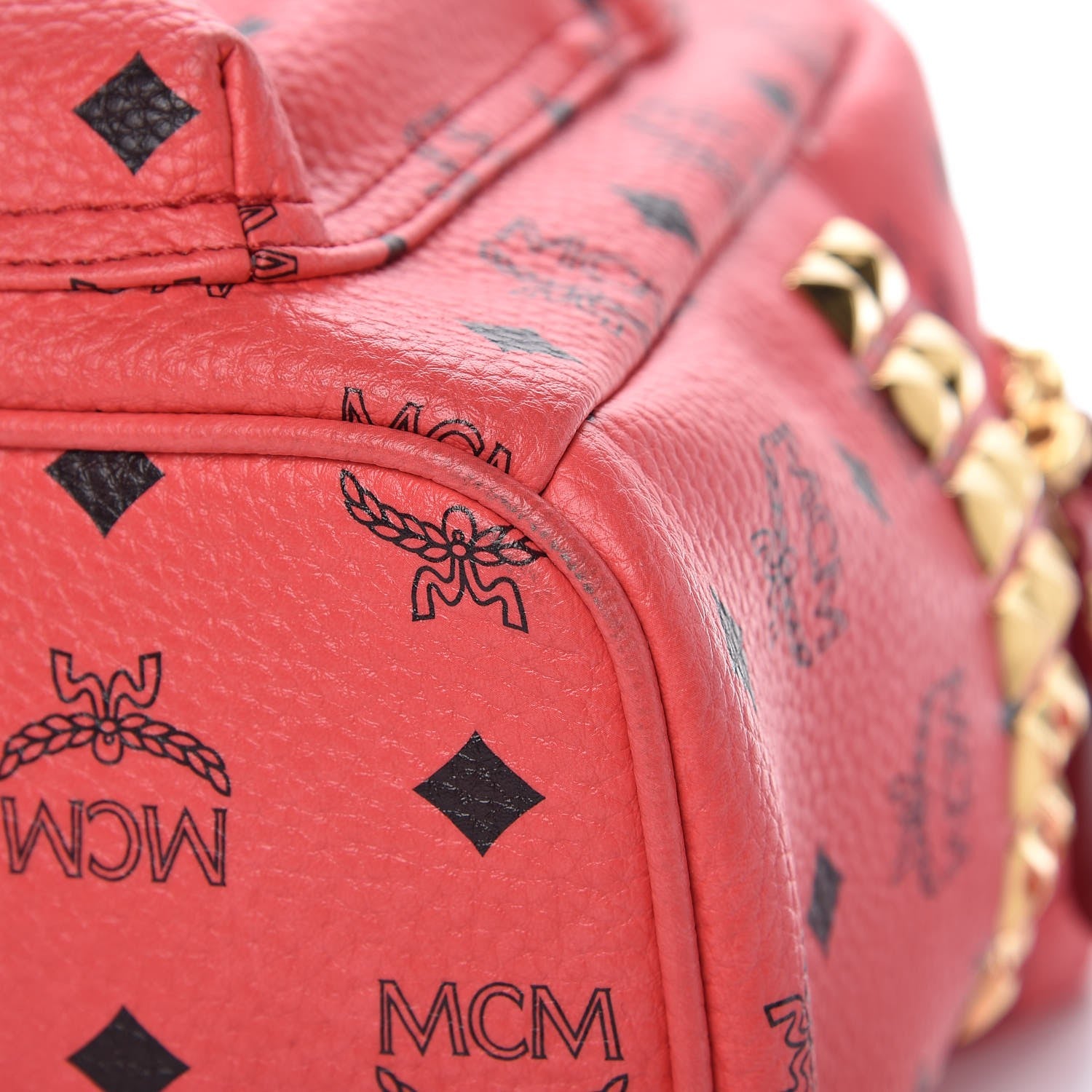 MCM Visetos Side Stud Small Stark Backpack Corail 10 of 11