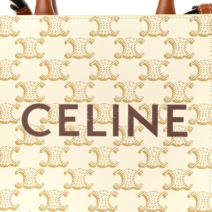 Celine Triomphe Canvas Calfskin Mini Vertical Cabas White 6 of 8