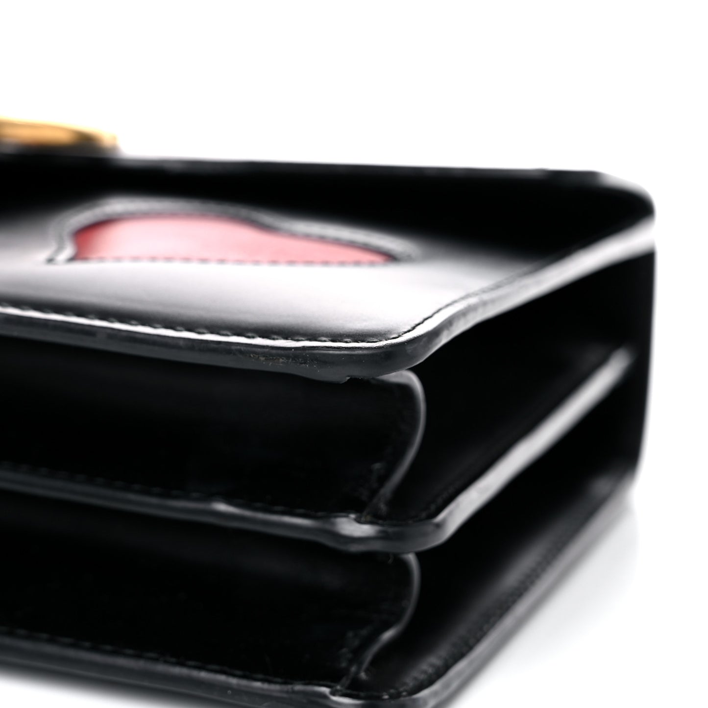 Knight Calfskin Malaga Kid Heart Medium GG Marmont Chain Handle Bag Black Hibiscus Red Multicolor