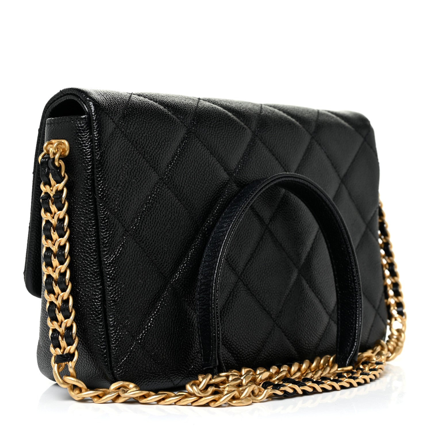 Chanel Shiny Caviar Quilted Small Chain Melody Flap Black 3 of 11