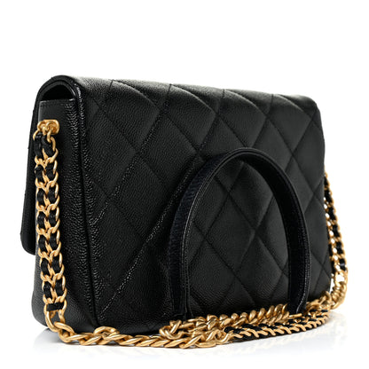 Chanel Shiny Caviar Quilted Small Chain Melody Flap Black 3 of 11