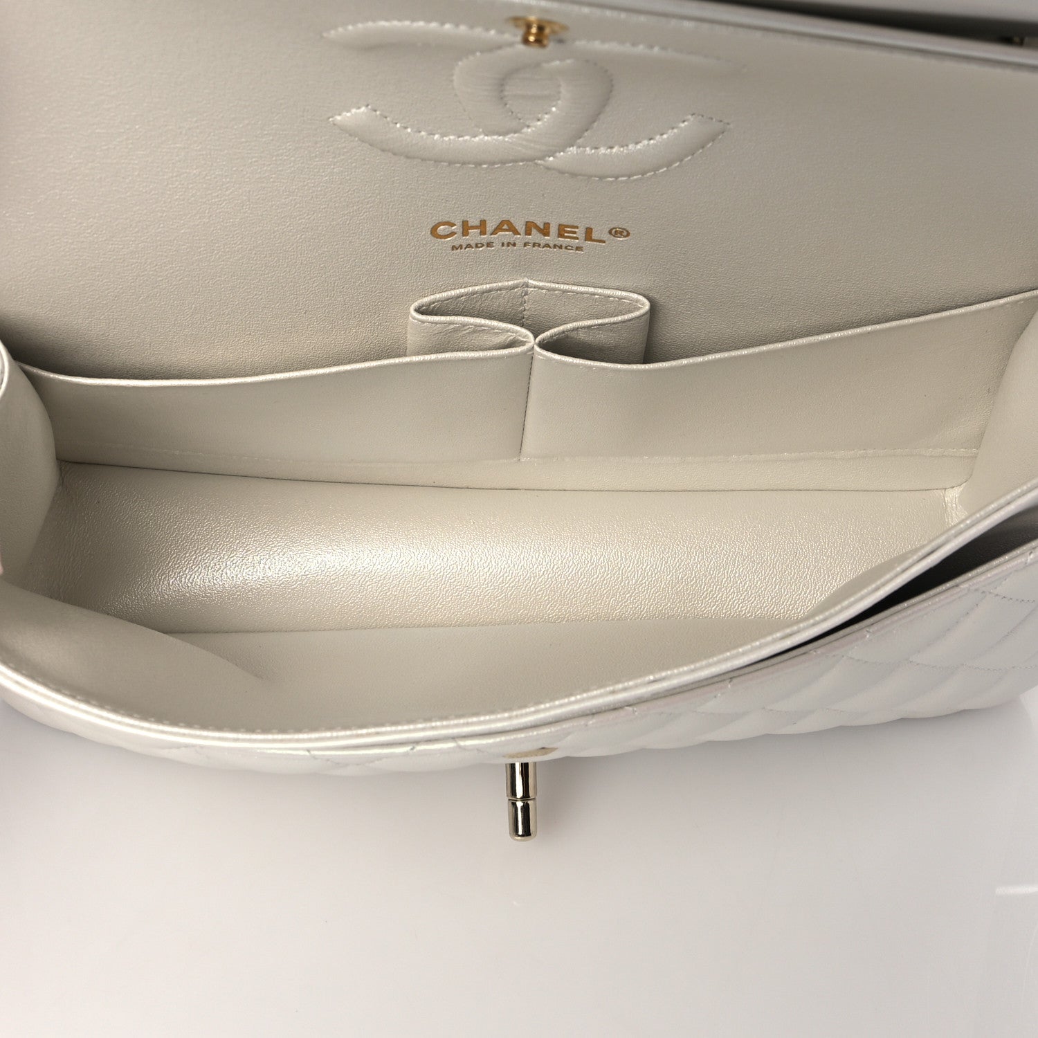 Chanel Iridescent Calfskin Quilted Medium Double Flap White 5 of 11