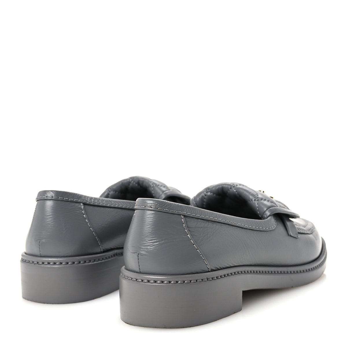 Lambskin Quilted CC Turnlock Loafers 38 Grey