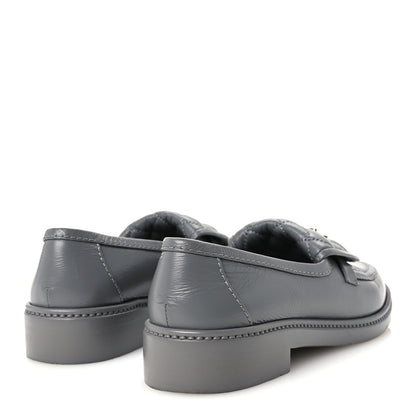 Chanel Lambskin Quilted CC Turnlock Loafers 38 Grey 5 of 11