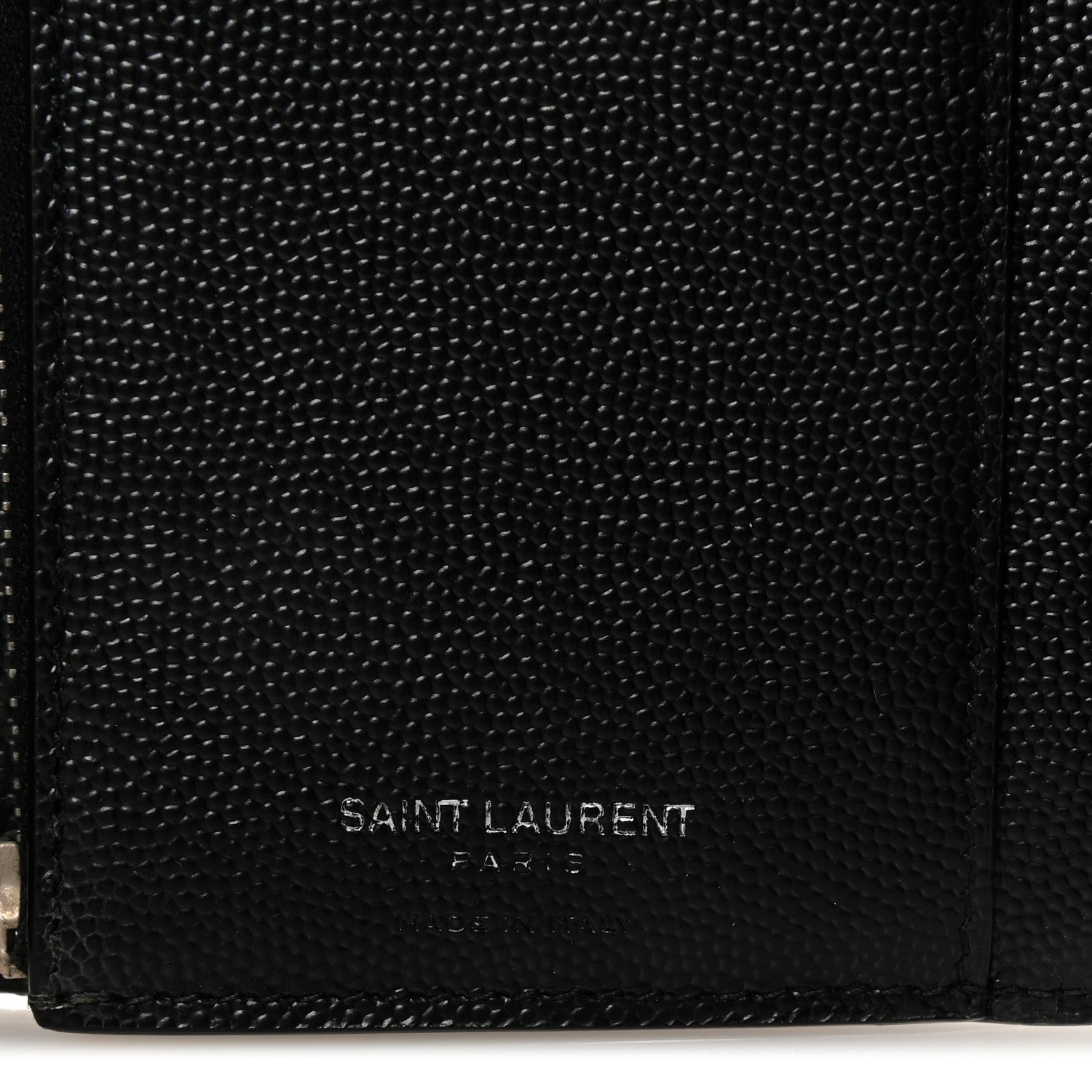 Saint Laurent Grain De Poudre Matelasse Chevron Monogram Compact Tri Fold Wallet Black 6 of 7