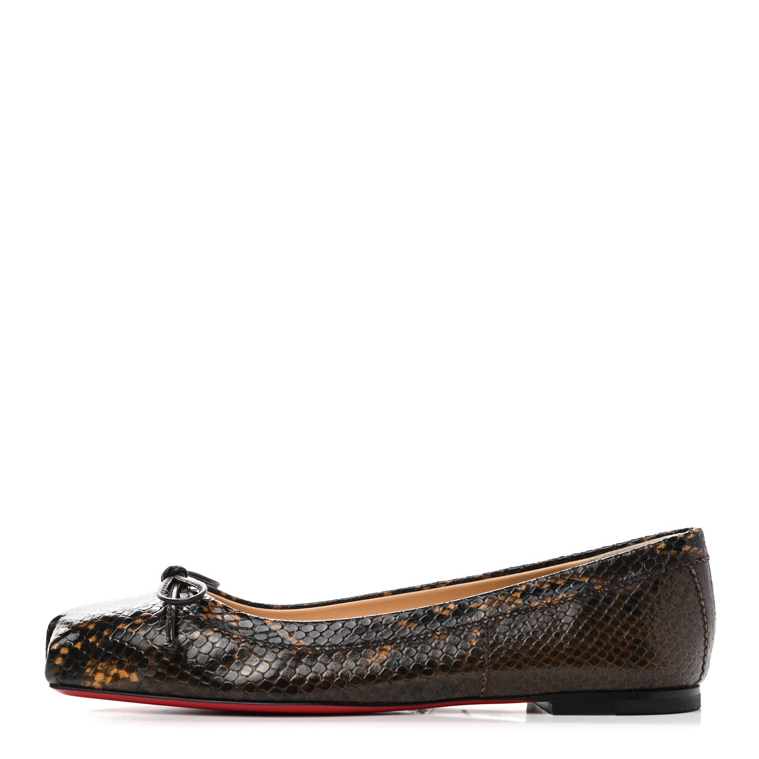 Christian Louboutin Snakeskin Embossed Mamadrague Flats 36 Dark Brown 1 of 7