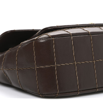Chanel Lambskin Square Double Stitch Flap Dark Brown 10 of 11