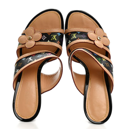 Louis Vuitton Monogram Multicolor Sandals 38.5 Black 2 of 10